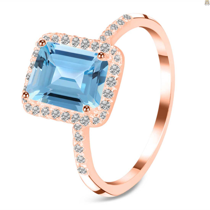 Blue Topaz & White Topaz Ring BTZ-RDR-3071.