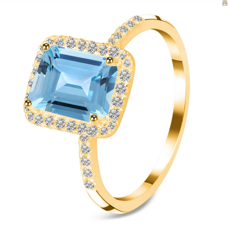Blue Topaz & White Topaz Ring BTZ-RDR-3071.