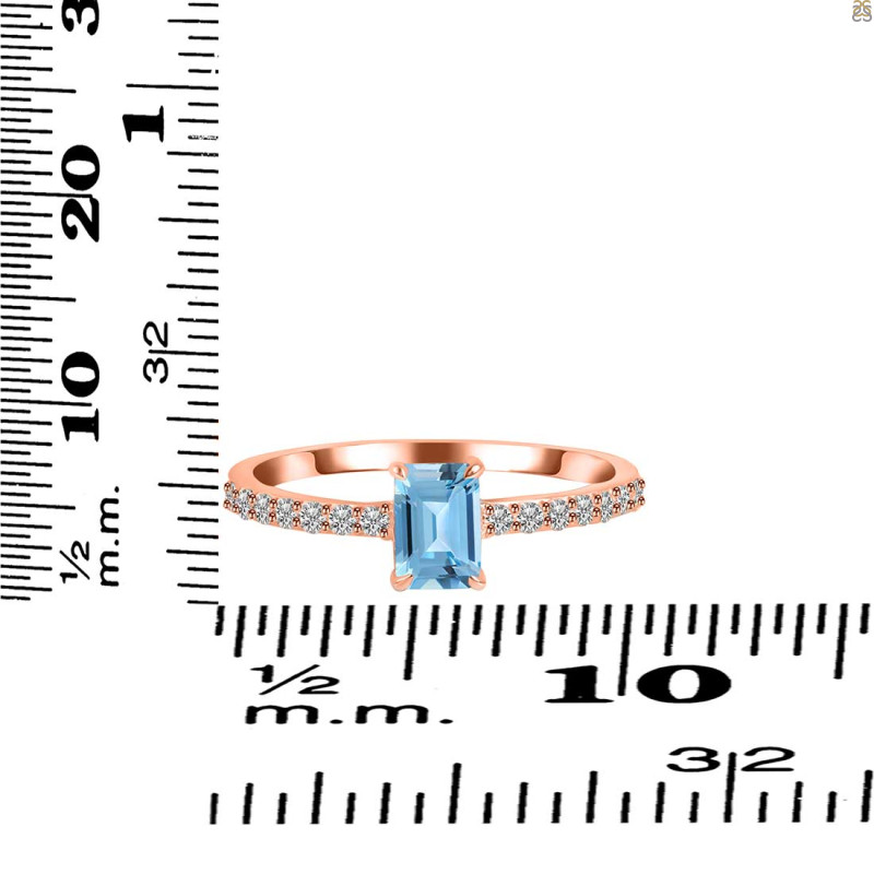 Blue Topaz & White Topaz Ring BTZ-RDR-3118.