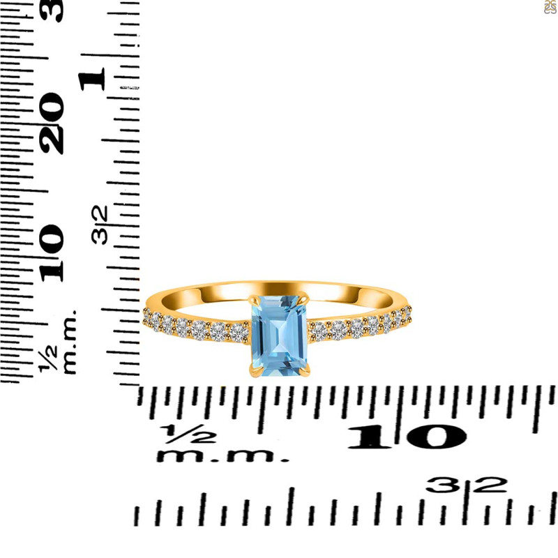 Blue Topaz & White Topaz Ring BTZ-RDR-3118.