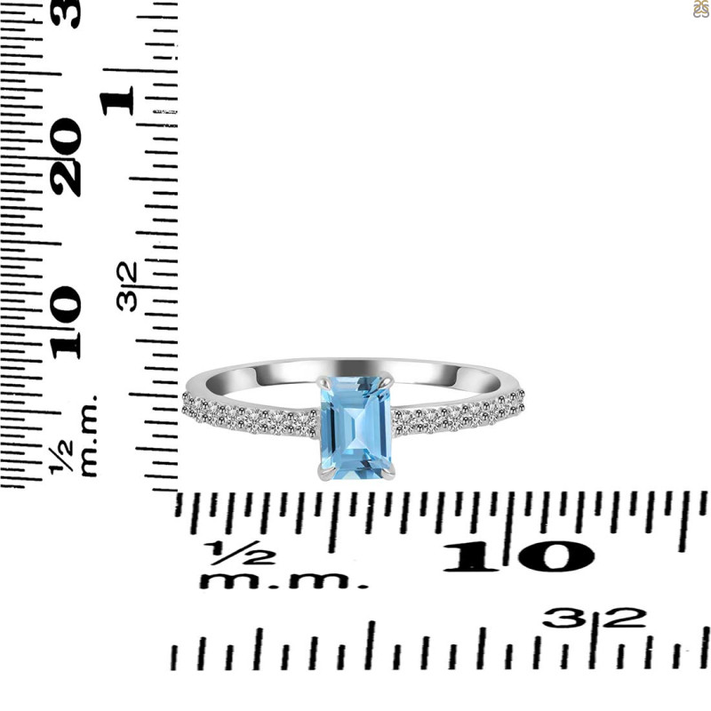 Blue Topaz & White Topaz Ring BTZ-RDR-3118.