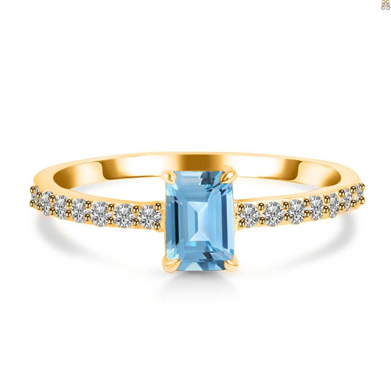 Blue Topaz & White Topaz Ring BTZ-RDR-3118.