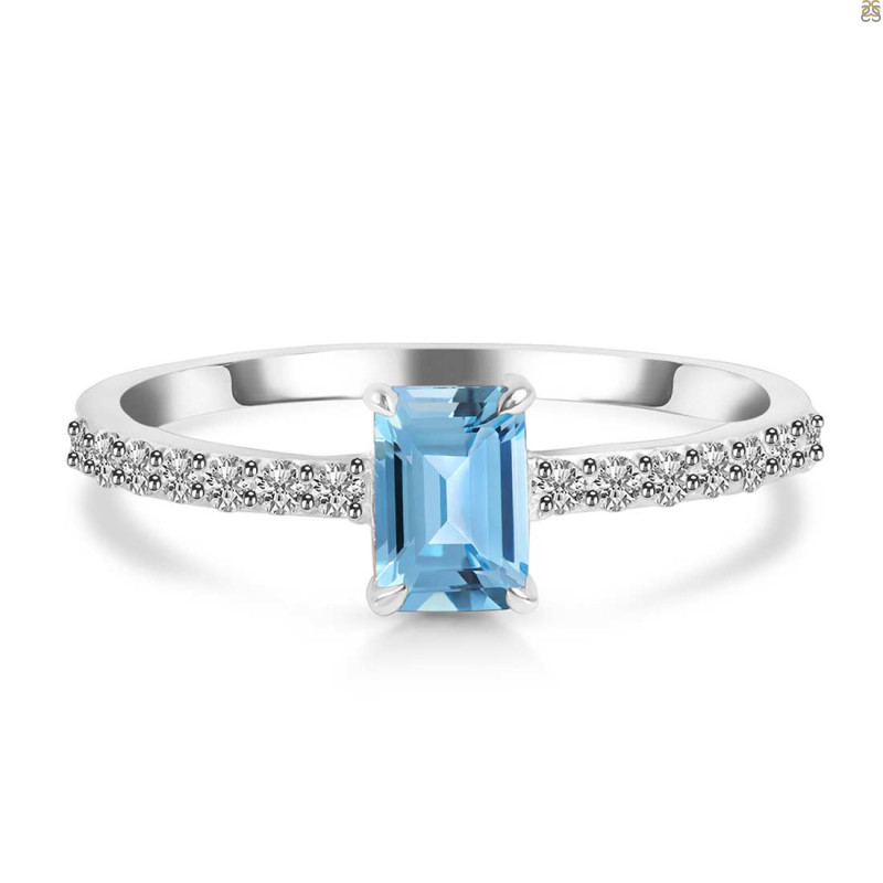 Blue Topaz & White Topaz Ring BTZ-RDR-3118.
