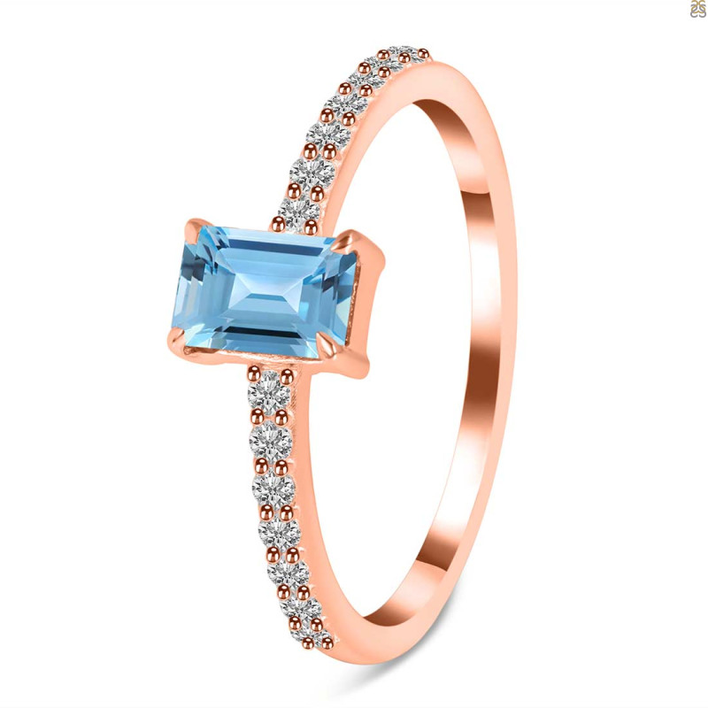 Blue Topaz & White Topaz Ring BTZ-RDR-3118.