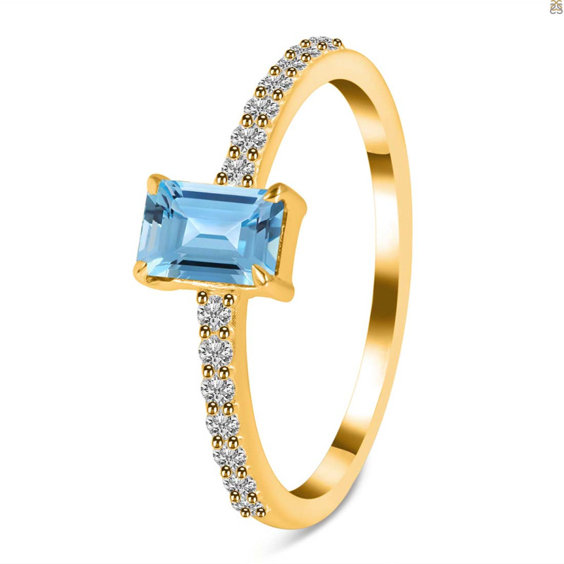 Blue Topaz & White Topaz Ring BTZ-RDR-3118.
