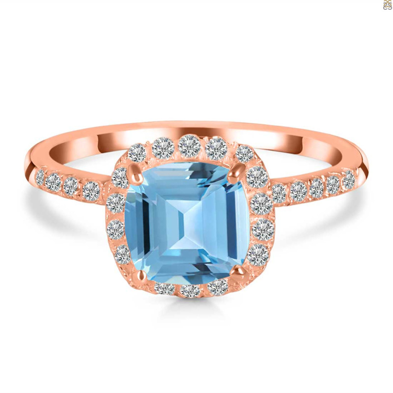 Blue Topaz & White Topaz Ring BTZ-RDR-3119.