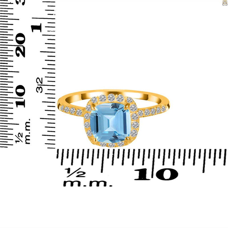 Blue Topaz & White Topaz Ring BTZ-RDR-3119.