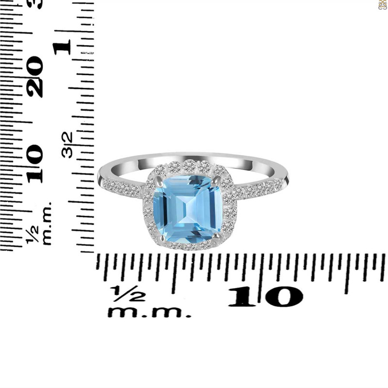 Blue Topaz & White Topaz Ring BTZ-RDR-3119.