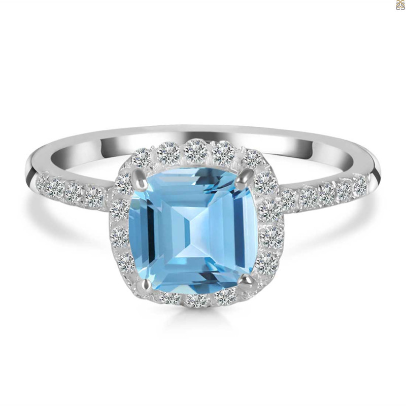 Blue Topaz & White Topaz Ring BTZ-RDR-3119.