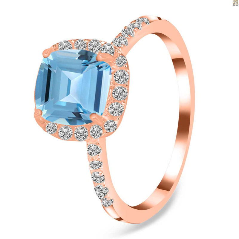 Blue Topaz & White Topaz Ring BTZ-RDR-3119.