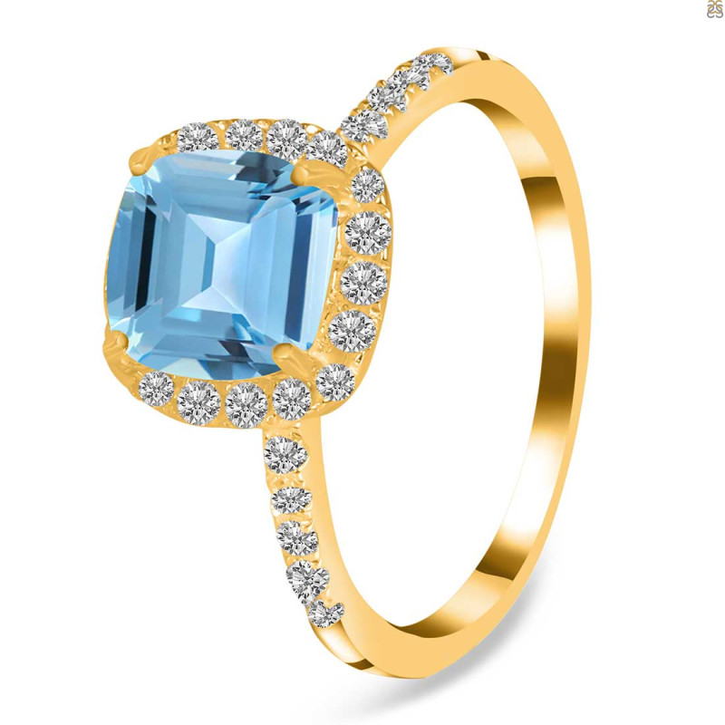 Blue Topaz & White Topaz Ring BTZ-RDR-3119.