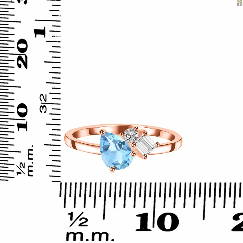 Blue Topaz & White Topaz Ring BTZ-RDR-3199.