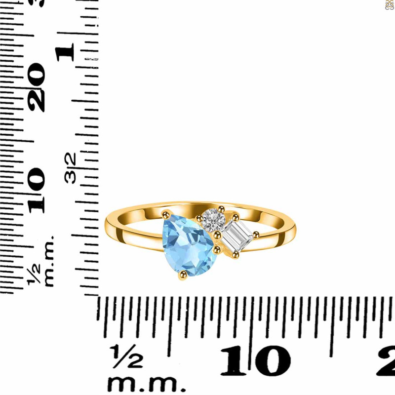 Blue Topaz & White Topaz Ring BTZ-RDR-3199.