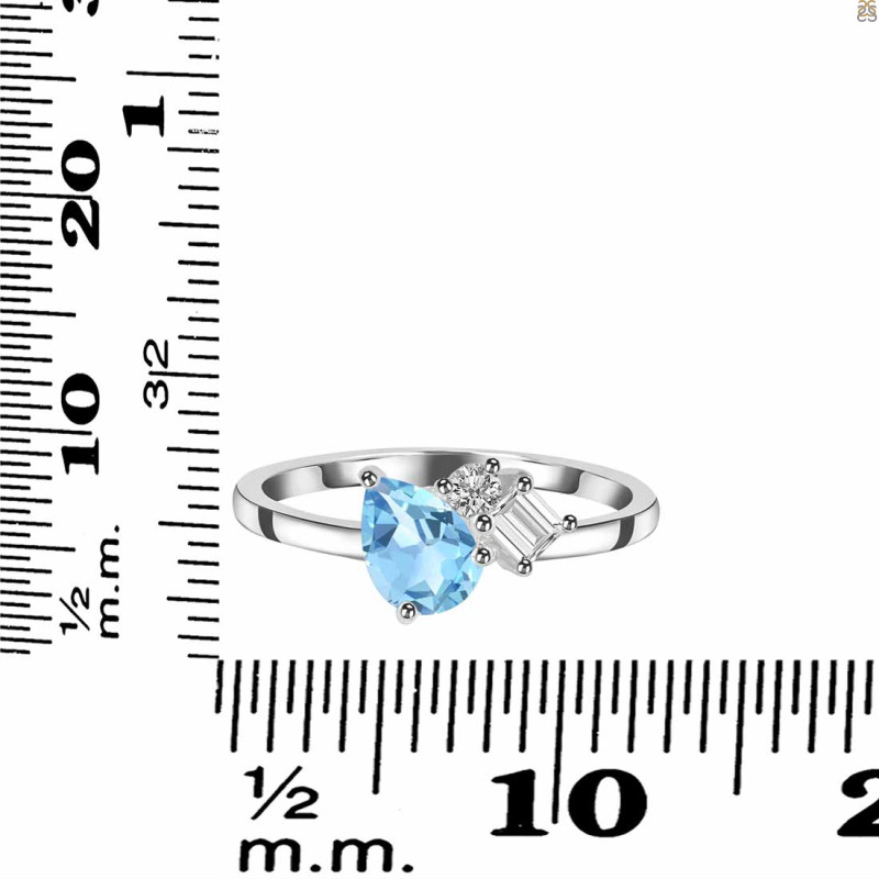 Blue Topaz & White Topaz Ring BTZ-RDR-3199.