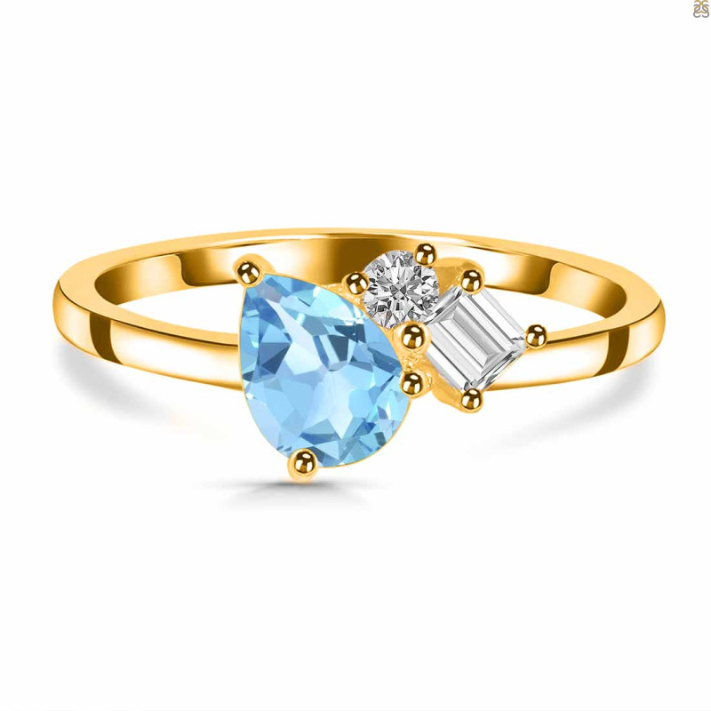 Blue Topaz & White Topaz Ring BTZ-RDR-3199.
