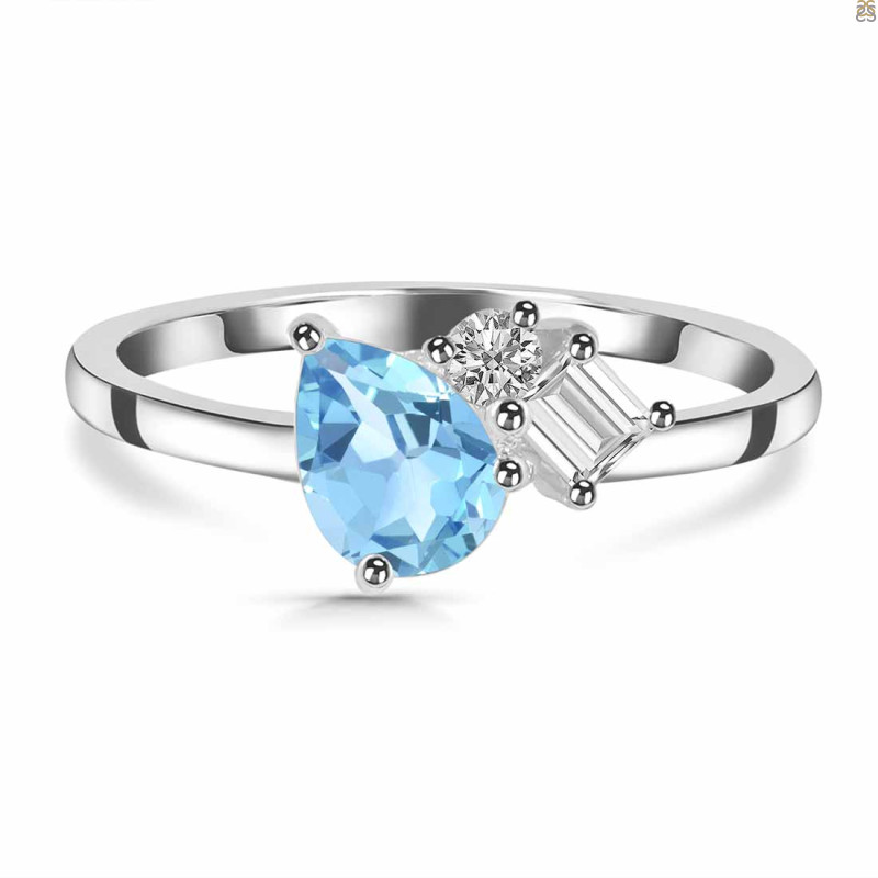 Blue Topaz & White Topaz Ring BTZ-RDR-3199.