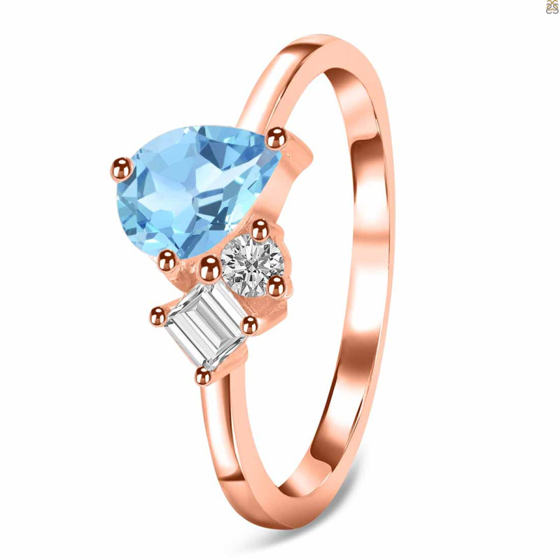 Blue Topaz & White Topaz Ring BTZ-RDR-3199.