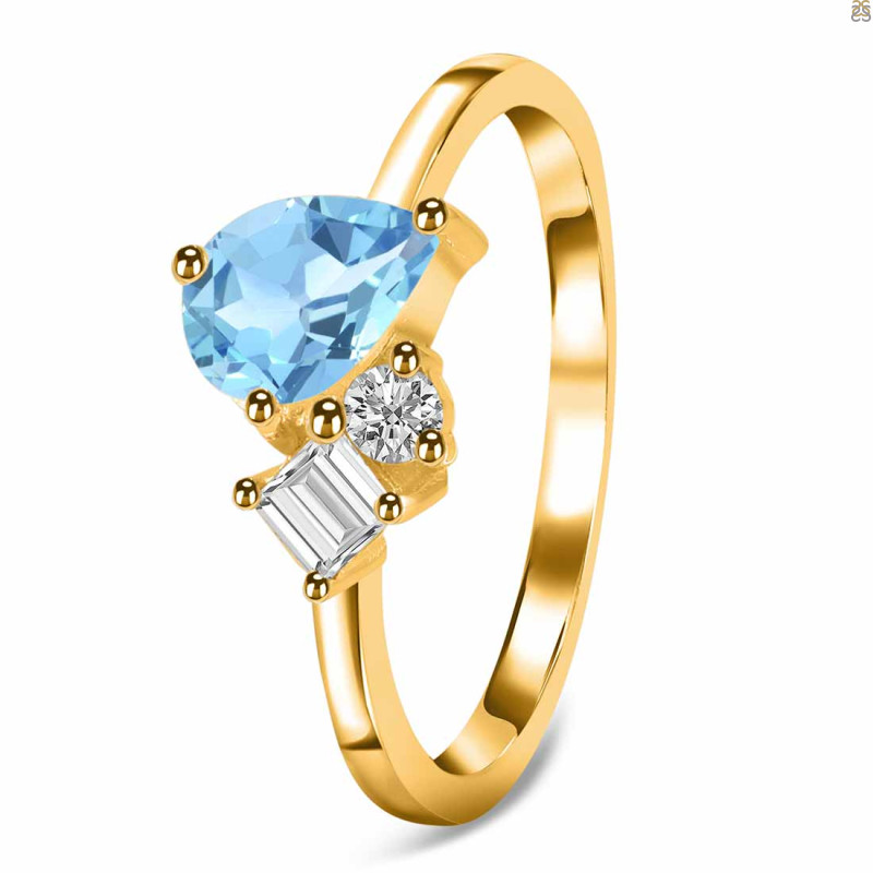 Blue Topaz & White Topaz Ring BTZ-RDR-3199.
