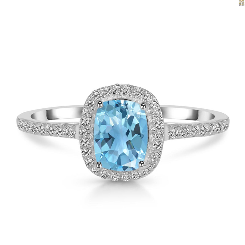 Blue Topaz & White Topaz Ring BTZ-RDR-3263.