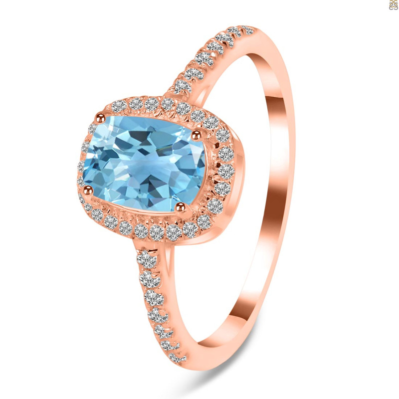 Blue Topaz & White Topaz Ring BTZ-RDR-3263.