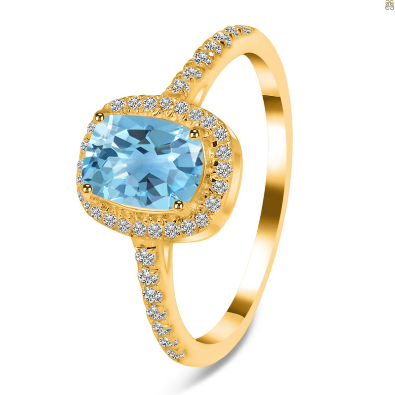 Blue Topaz & White Topaz Ring BTZ-RDR-3263.