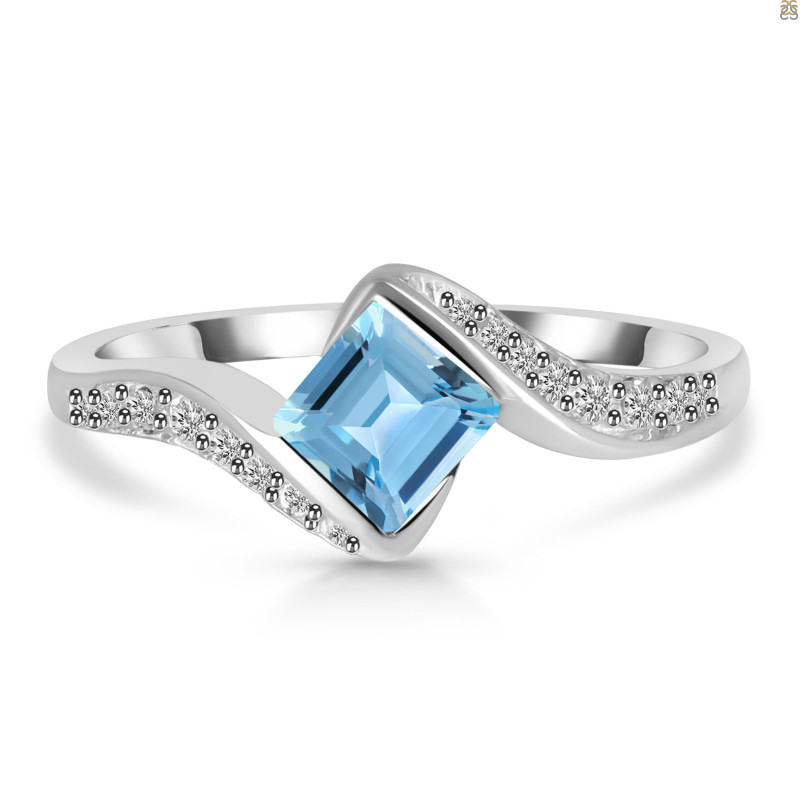 Blue Topaz & White Topaz Ring BTZ-RDR-346.