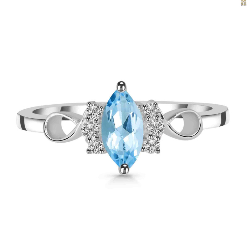 Blue Topaz & White Topaz Ring BTZ-RDR-349.