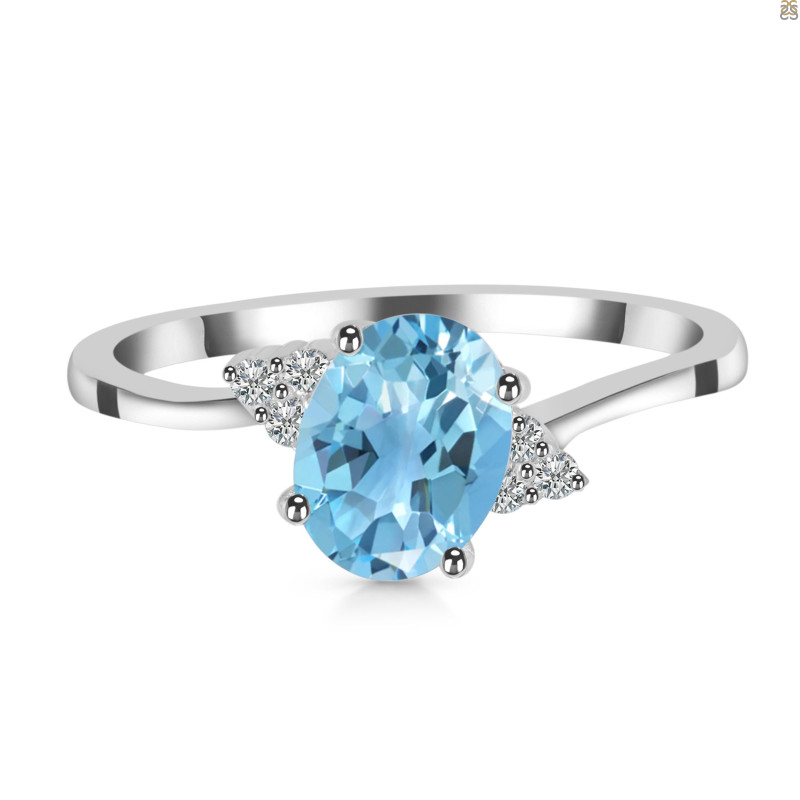 Blue Topaz & White Topaz Ring BTZ-RDR-351.