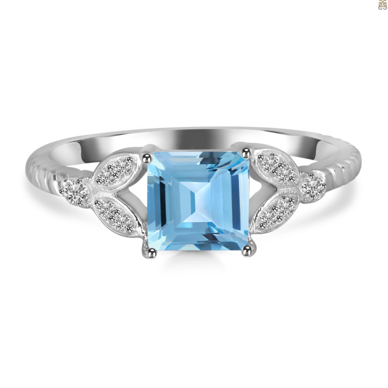 Blue Topaz & White Topaz Ring BTZ-RDR-353.