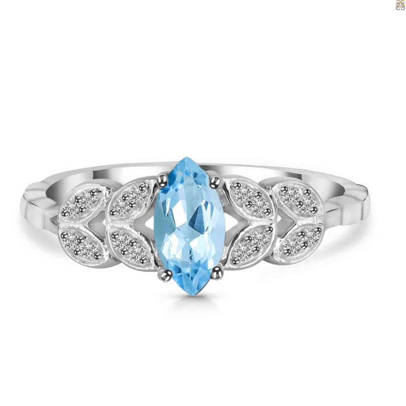 Blue Topaz & White Topaz Ring BTZ-RDR-355.