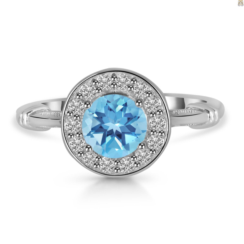 Blue Topaz & White Topaz Ring BTZ-RDR-364.