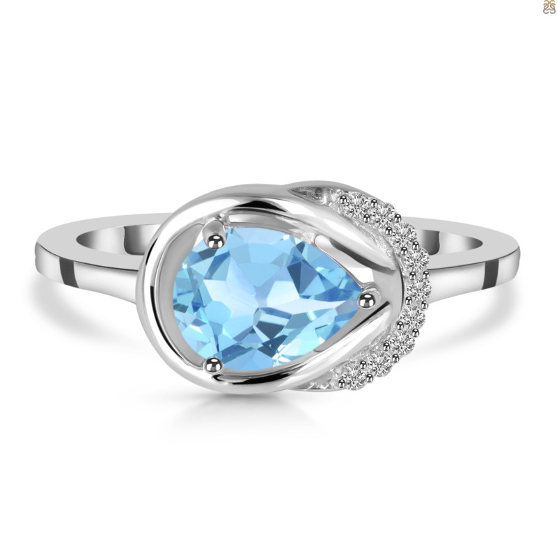 Blue Topaz & White Topaz Ring BTZ-RDR-367.