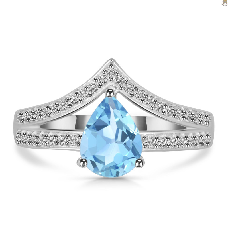 Blue Topaz & White Topaz Ring BTZ-RDR-372.