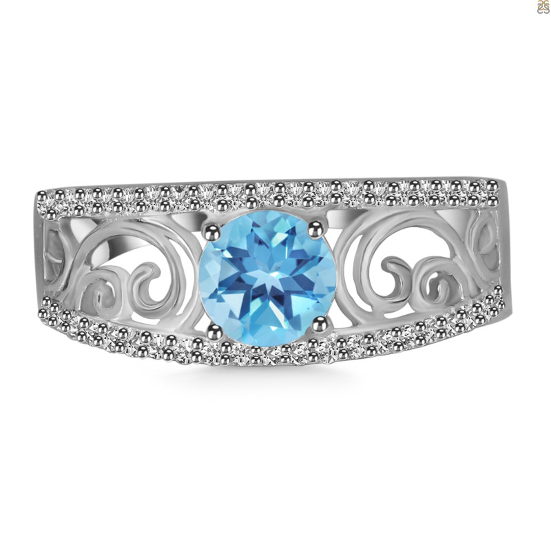 Blue Topaz & White Topaz Ring BTZ-RDR-375.
