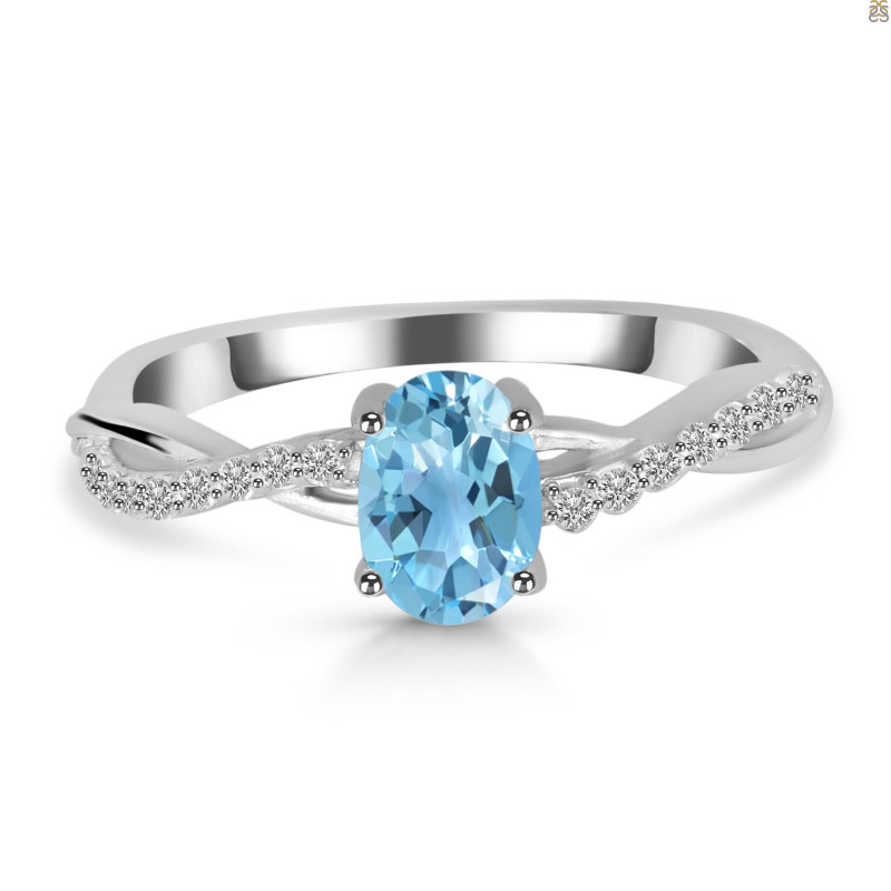 Blue Topaz & White Topaz Ring BTZ-RDR-376.