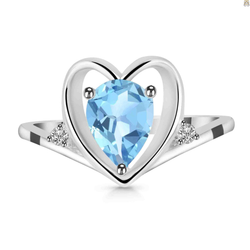 Blue Topaz & White Topaz Ring BTZ-RDR-379.