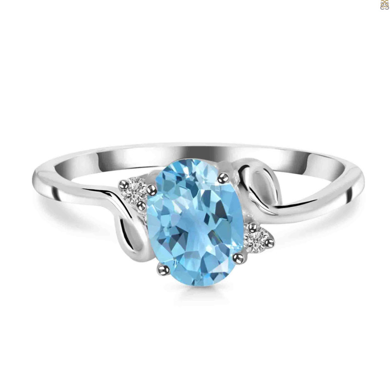 Blue Topaz & White Topaz Ring BTZ-RDR-383.