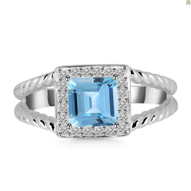 Blue Topaz & White Topaz Ring BTZ-RDR-388.