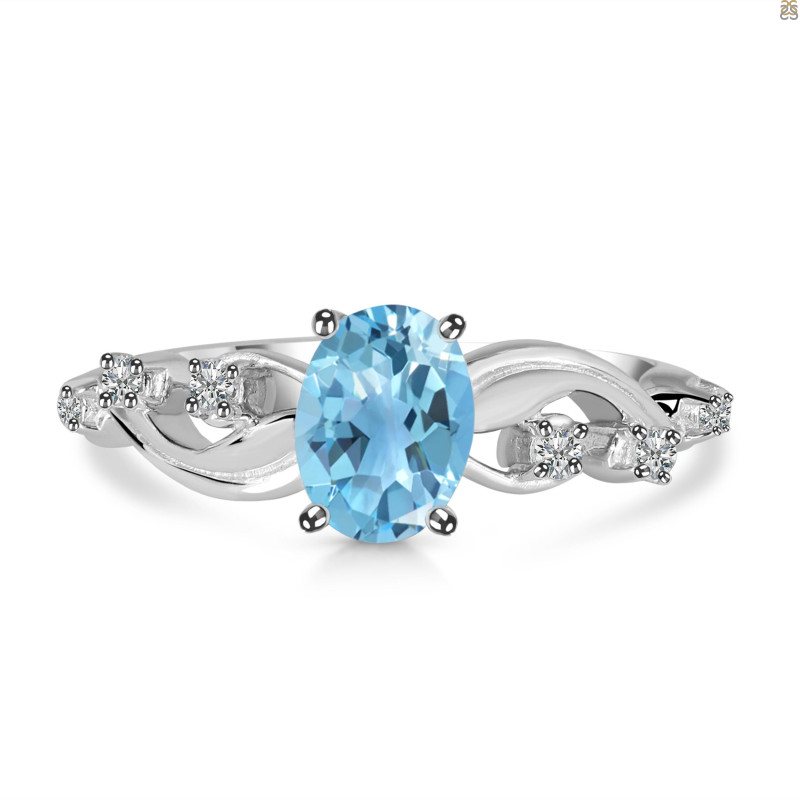 Blue Topaz & White Topaz Ring BTZ-RDR-402.