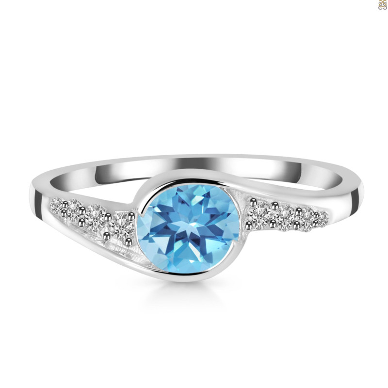 Blue Topaz & White Topaz Ring BTZ-RDR-403.