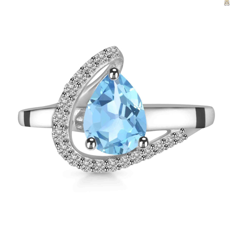 Blue Topaz & White Topaz Ring BTZ-RDR-404.