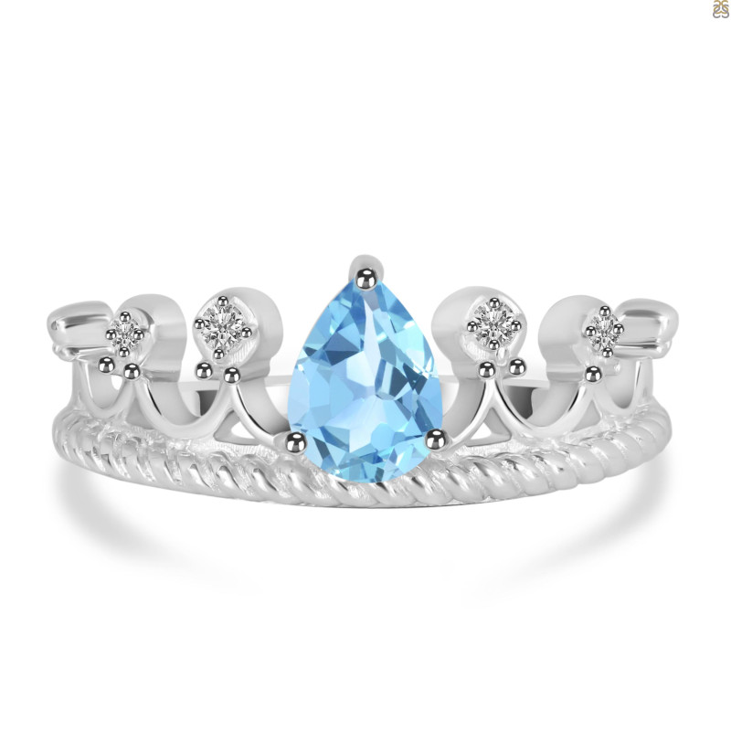 Blue Topaz & White Topaz Ring BTZ-RDR-405.