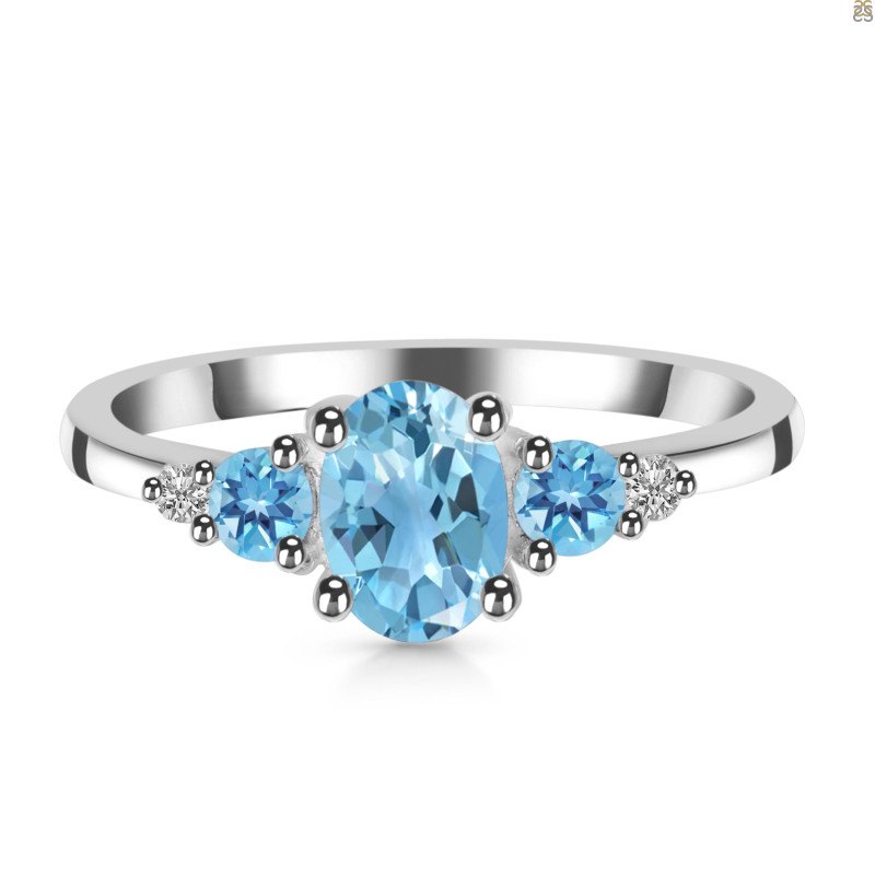 Blue Topaz & White Topaz Ring BTZ-RDR-434.