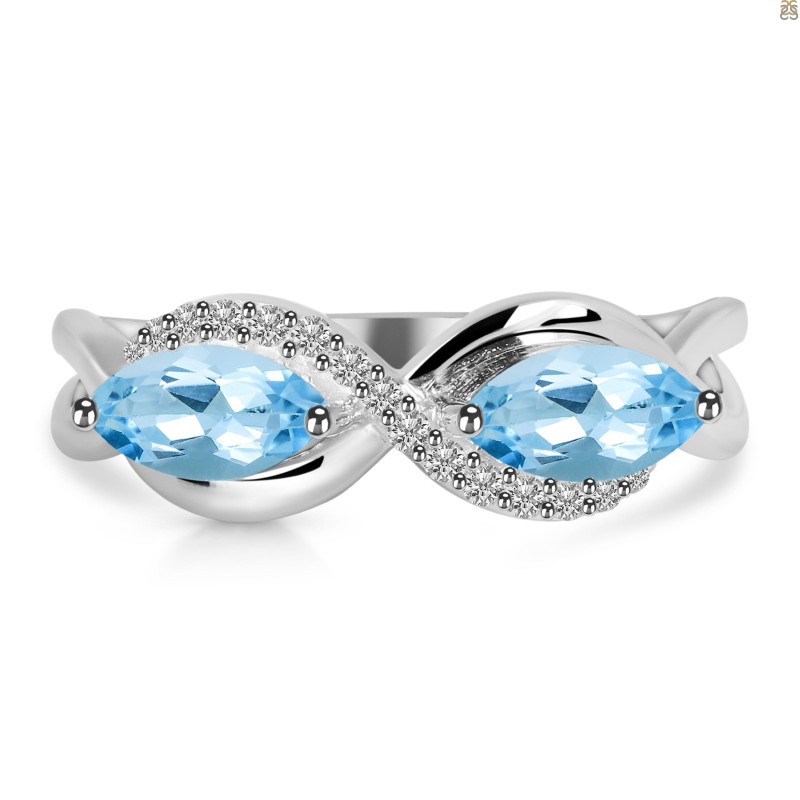 Blue Topaz & White Topaz Ring BTZ-RDR-461.