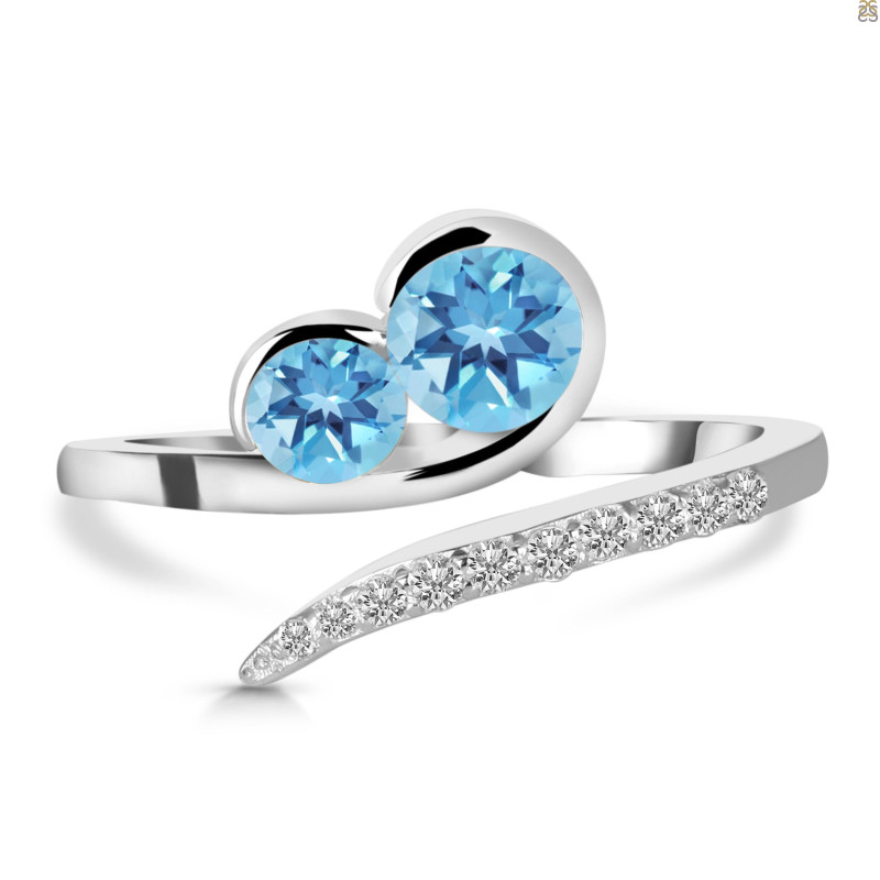 Blue Topaz & White Topaz Ring BTZ-RDR-470.