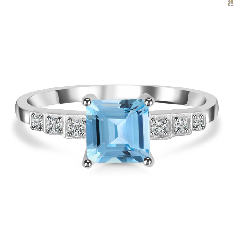 Blue Topaz & White Topaz Ring BTZ-RDR-472.