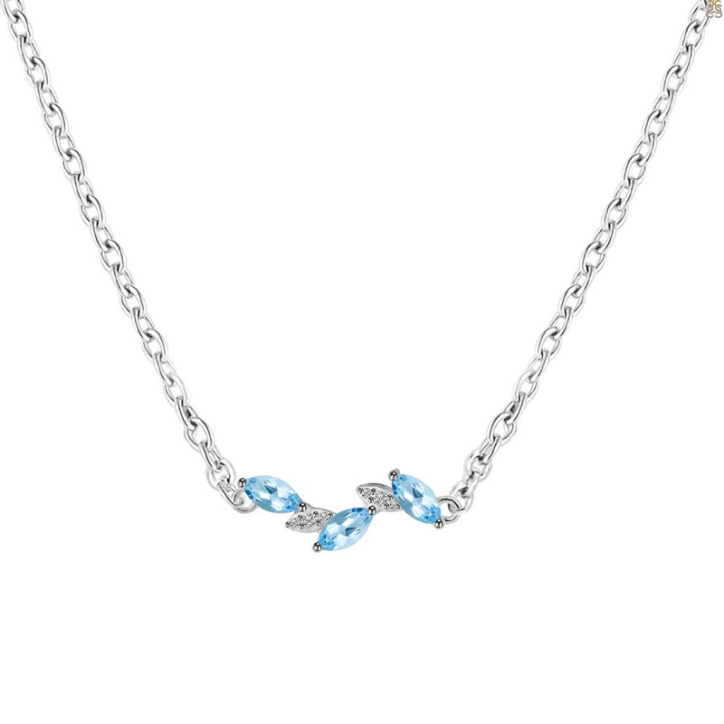 Blue Topaz & White Topaz Necklace BTZ-RDN-460.