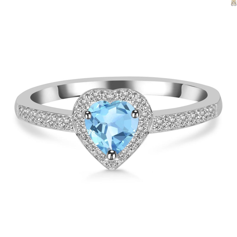 Blue Topaz & White Topaz Ring BTZ-RR-423.
