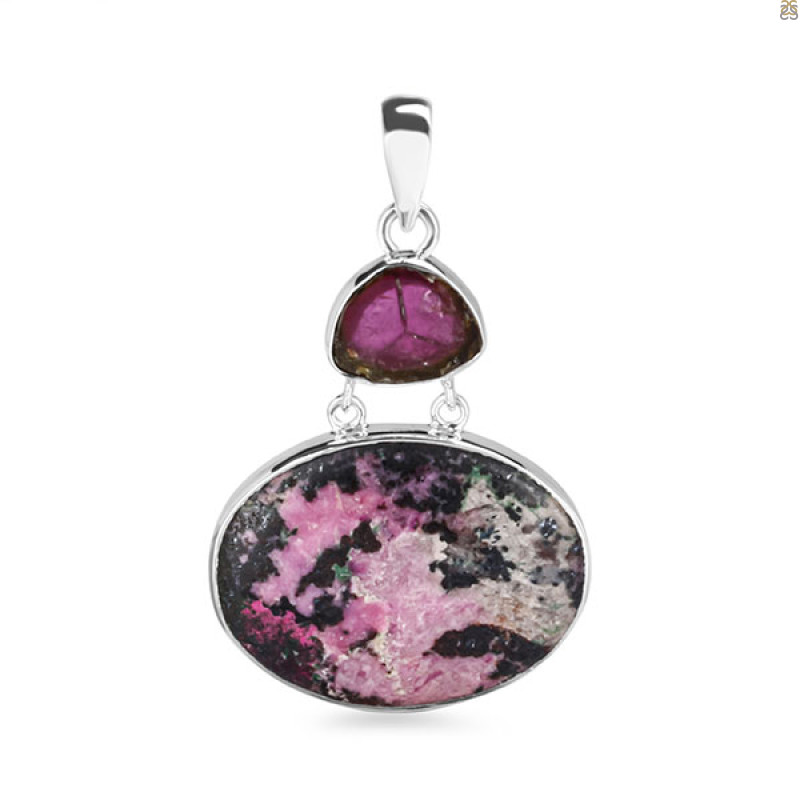 Cobalt Calcite/Tourmaline Pendant-2SP CBC-1-10