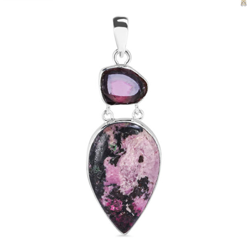 Cobalt Calcite/Tourmaline Pendant-2SP CBC-1-12